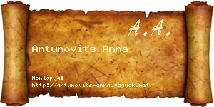 Antunovits Anna névjegykártya