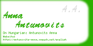 anna antunovits business card